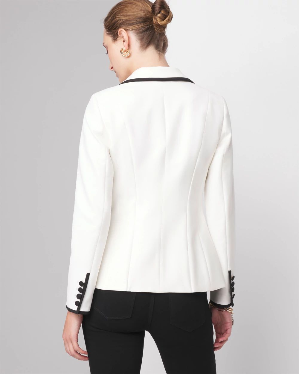 White blazer black buttons shop